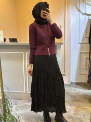 ghisa omuzu düğme detaylı vatkalı kısa triko bluz mürdüm 4