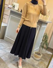 ghisa omuzu düğme detaylı vatkalı kısa triko bluz camel 2