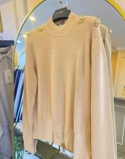 ghisa omuzu düğme detaylı vatkalı kısa triko bluz camel 4