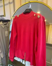 ghisa omuzu düğme detaylı vatkalı kısa triko bluz narçiçeği