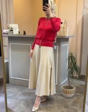 ghisa omuzu düğme detaylı vatkalı kısa triko bluz narçiçeği 2