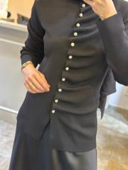 ghisa önü büzgü detaylı merserize kısa tunik siyah 3