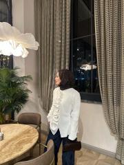 ghisa önü büzgü detaylı merserize kısa tunik ekru 8