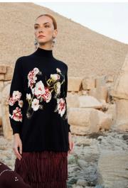 ghisa gül işlmeli triko tunik siyah