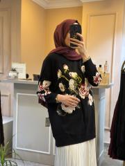 ghisa gül işlmeli triko tunik siyah 2