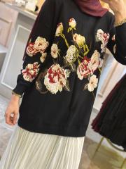 ghisa gül işlmeli triko tunik siyah 4