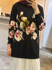 ghisa gül işlmeli triko tunik siyah 5