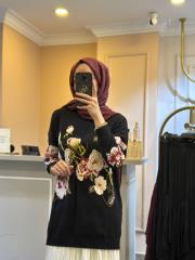 ghisa gül işlmeli triko tunik siyah 6