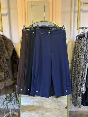 sentez venüs paçası pileli düğmeli pantolon siyah