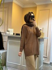 ghisa balıkçı yaka triko tunik kahve