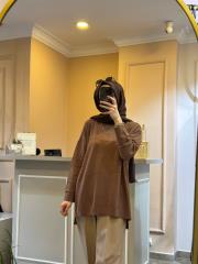 ghisa balıkçı yaka triko tunik kahve 2