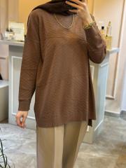 ghisa balıkçı yaka triko tunik kahve 4