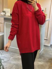 ghisa balıkçı yaka triko tunik kırmızı 2