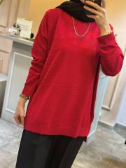 ghisa balıkçı yaka triko tunik kırmızı 3