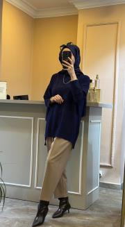 ghisa balıkçı yaka triko tunik lacivert