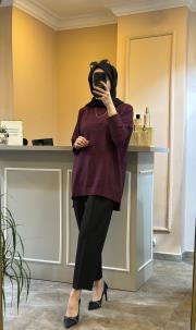 ghisa balıkçı yaka triko tunik mürdüm