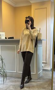 ghisa balıkçı yaka triko tunik camel