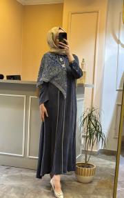 lissmore ipek cupra  aksesuar detaylı elbise lacivert