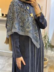 lissmore ipek cupra  aksesuar detaylı elbise lacivert 3