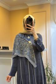 lissmore ipek cupra  aksesuar detaylı elbise lacivert 4