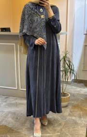 lissmore ipek cupra  aksesuar detaylı elbise lacivert 7