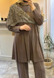 lissmore  kolunda aksesuar detaylı takım kahve 2