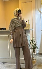 lissmore  kolunda aksesuar detaylı takım kahve 3