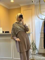 lissmore  kolunda aksesuar detaylı takım kahve 5