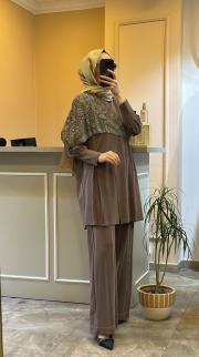 lissmore  kolunda aksesuar detaylı takım kahve 6