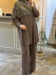 lissmore  kolunda aksesuar detaylı takım kahve 7