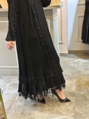 lissmore  etek ucu işlemeli cupra elbise siyah 2