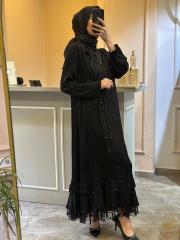 lissmore  etek ucu işlemeli cupra elbise siyah 3