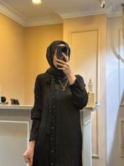 lissmore  etek ucu işlemeli cupra elbise siyah 4