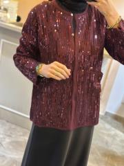 ghisa payetli triko hırka bordo 2