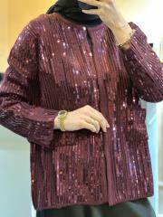 ghisa payetli triko hırka bordo 3