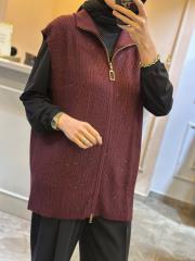 ghisa boncuk işlemeli triko yelek bordo 3