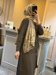 lissmore önü yarım çıtçıtlı fermuar detaylı elbise kahve 6