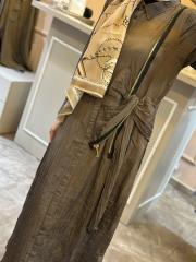 lissmore önü yarım çıtçıtlı fermuar detaylı elbise kahve 7