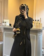 lissmore önü yarım çıtçıtlı fermuar detaylı elbise siyah 3