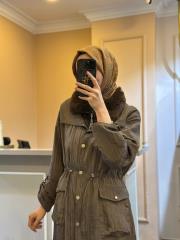 lissmore yakası ve içi kürklü uzun manto kahve 2