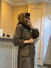 lissmore yakası ve içi kürklü uzun manto kahve 3