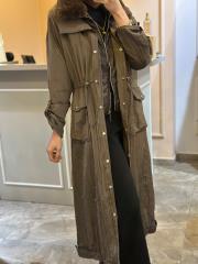 lissmore yakası ve içi kürklü uzun manto kahve 5