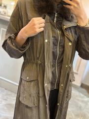 lissmore yakası ve içi kürklü uzun manto kahve 7