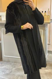 ghisa kürk detaylı triko hırka siyah 2