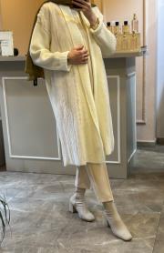 ghisa kürk detaylı triko hırka ekru