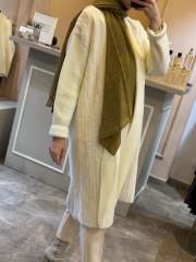 ghisa kürk detaylı triko hırka ekru 2