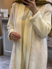 ghisa kürk detaylı triko hırka ekru 3