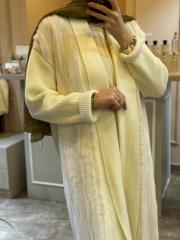 ghisa kürk detaylı triko hırka ekru 4