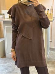 ghisa fırfırlı triko tunik acı kahve 4