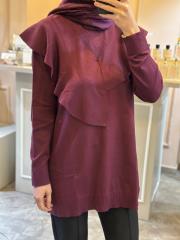 ghisa fırfırlı triko tunik mürdüm 3